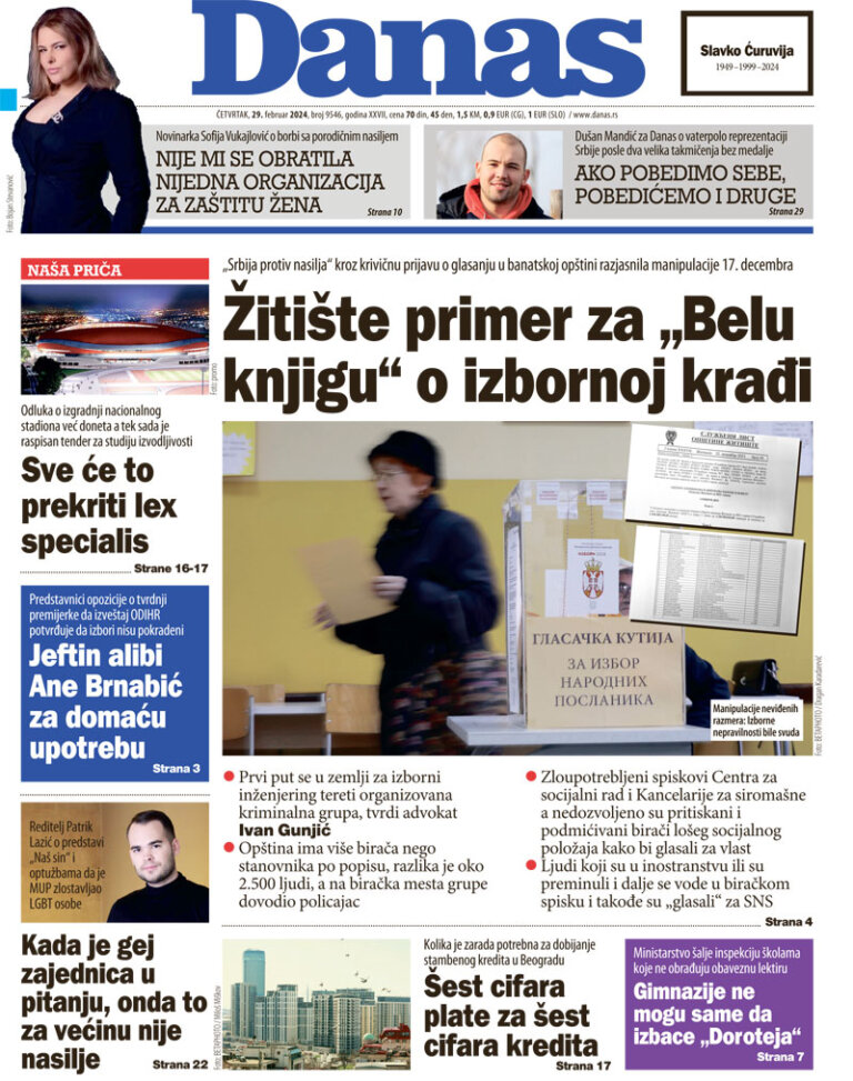 Naslovna Strana Za Februar Dnevni List Danas