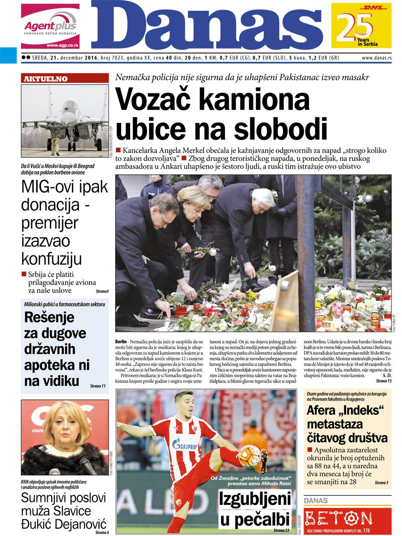 Naslovna za sredu 21.12.2016 1