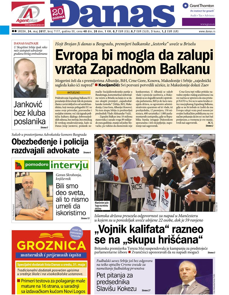 Naslovna za sredu 24.05.2017 1