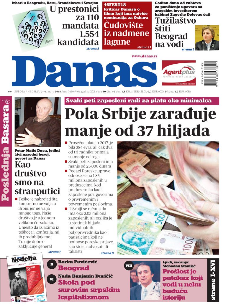 Naslovna strana za 3. mart 2018. 1