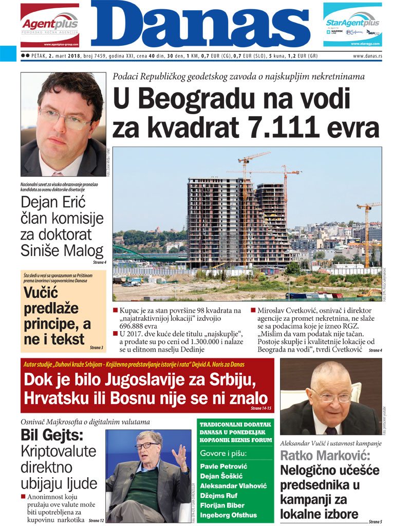 Naslovna strana za 2. mart 2018. 1