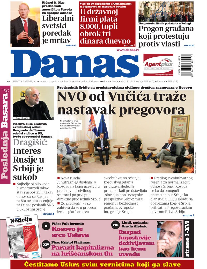 Naslovna strana za 31. mart 2018. 1