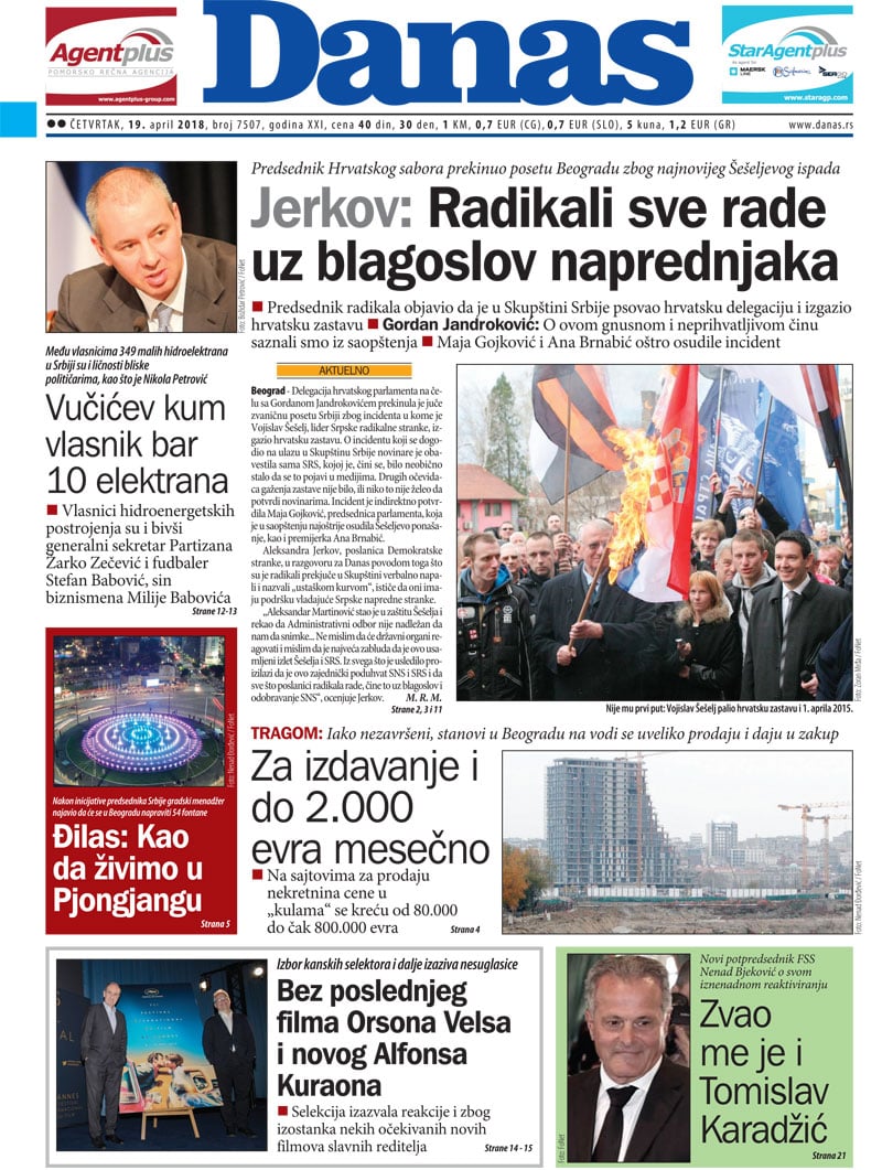 Naslovna za 19. april 2018. 1