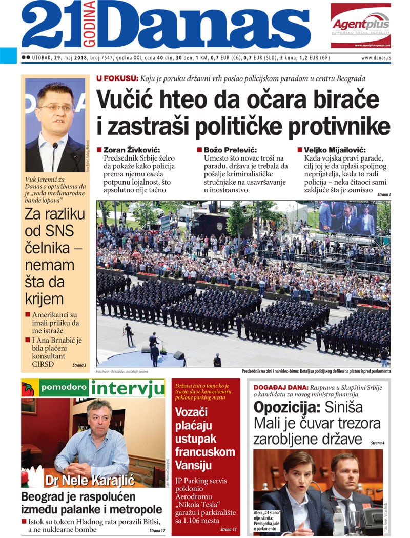 Naslovna strana za 29.5.2018. 1