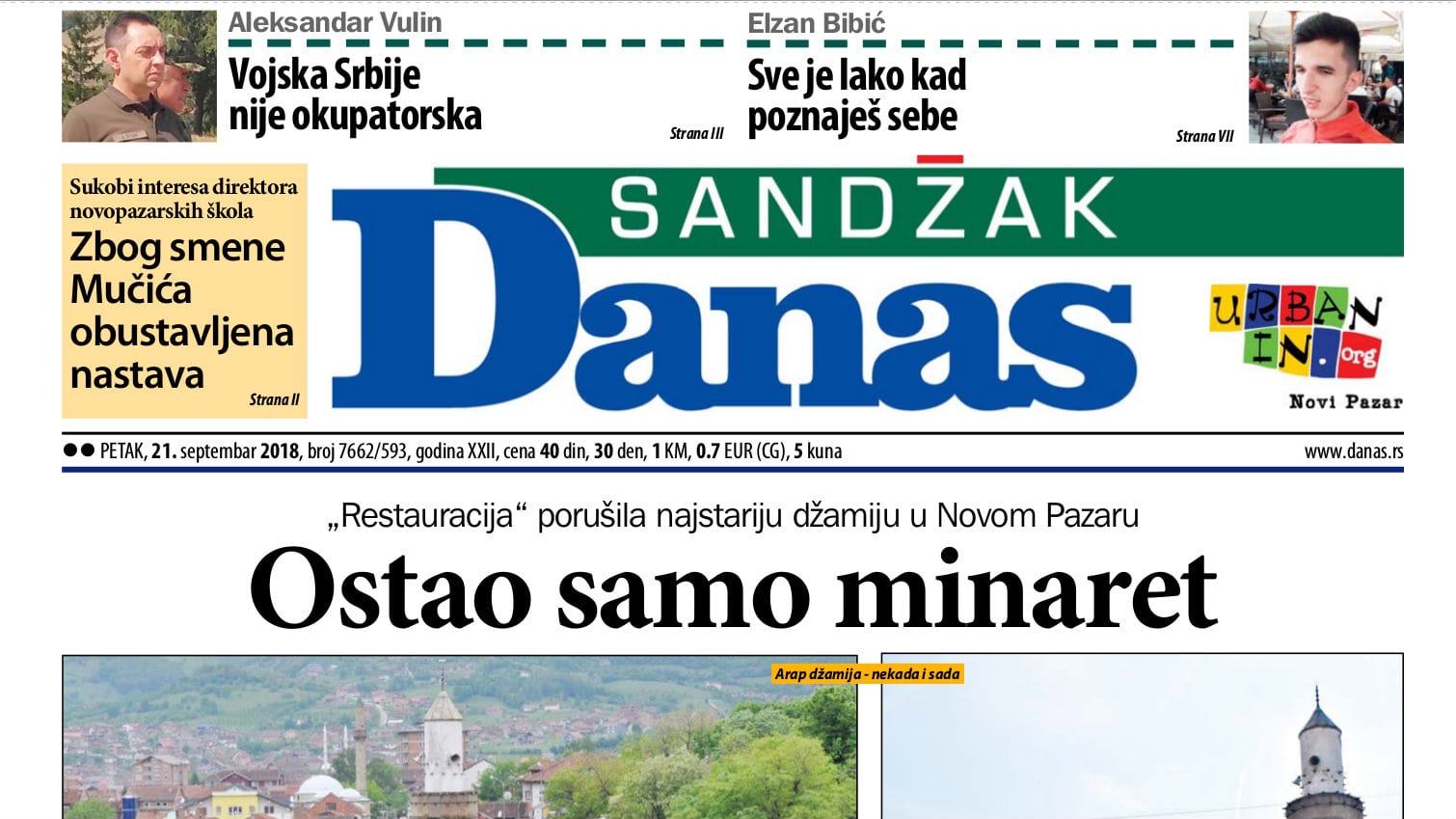 Sandžak Danas - 21. septembar 2018. 1