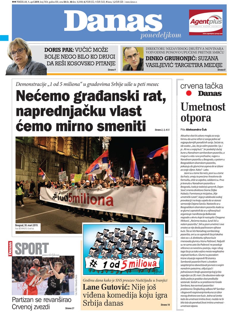 Naslovna za 1. april 2019. 1