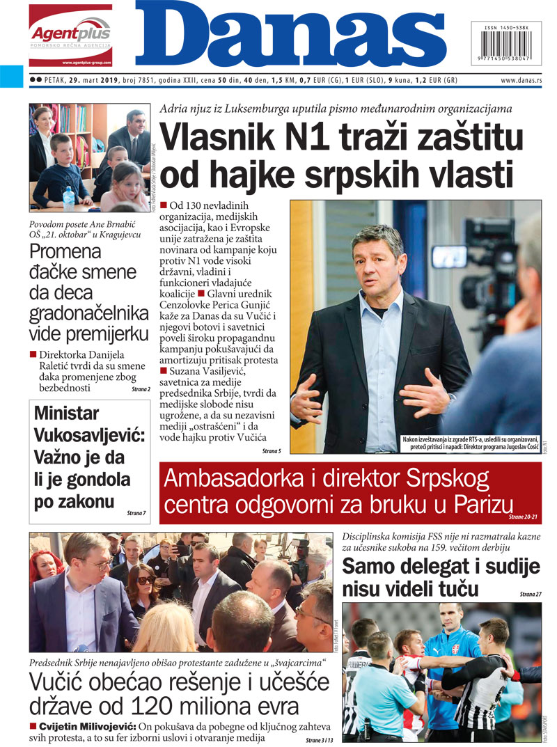 Naslovna za 29. mart 2019. 1