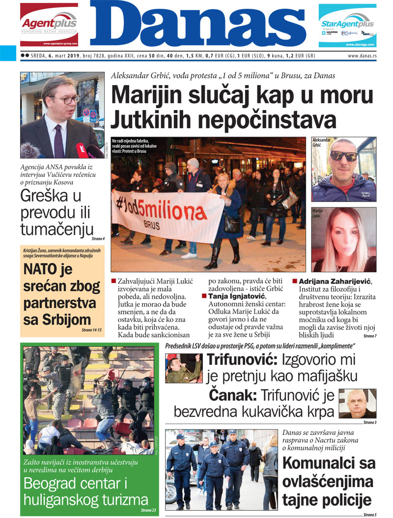 Naslovna za 6. mart 2019. 1