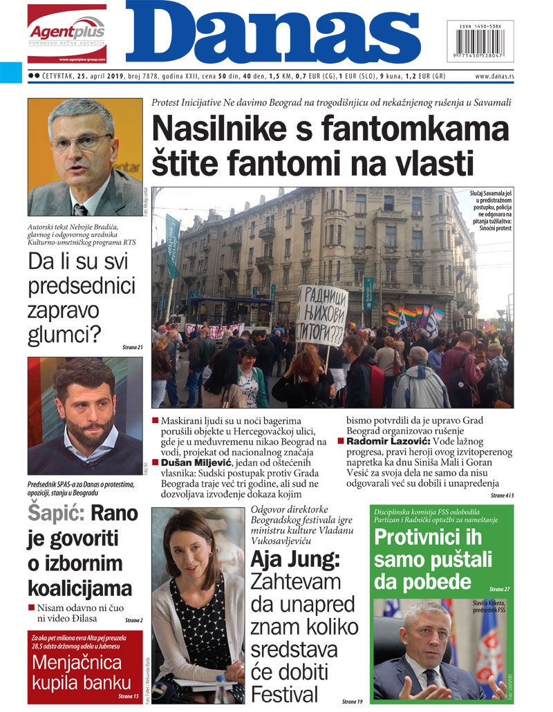 Naslovna za 25. april 2019. 1