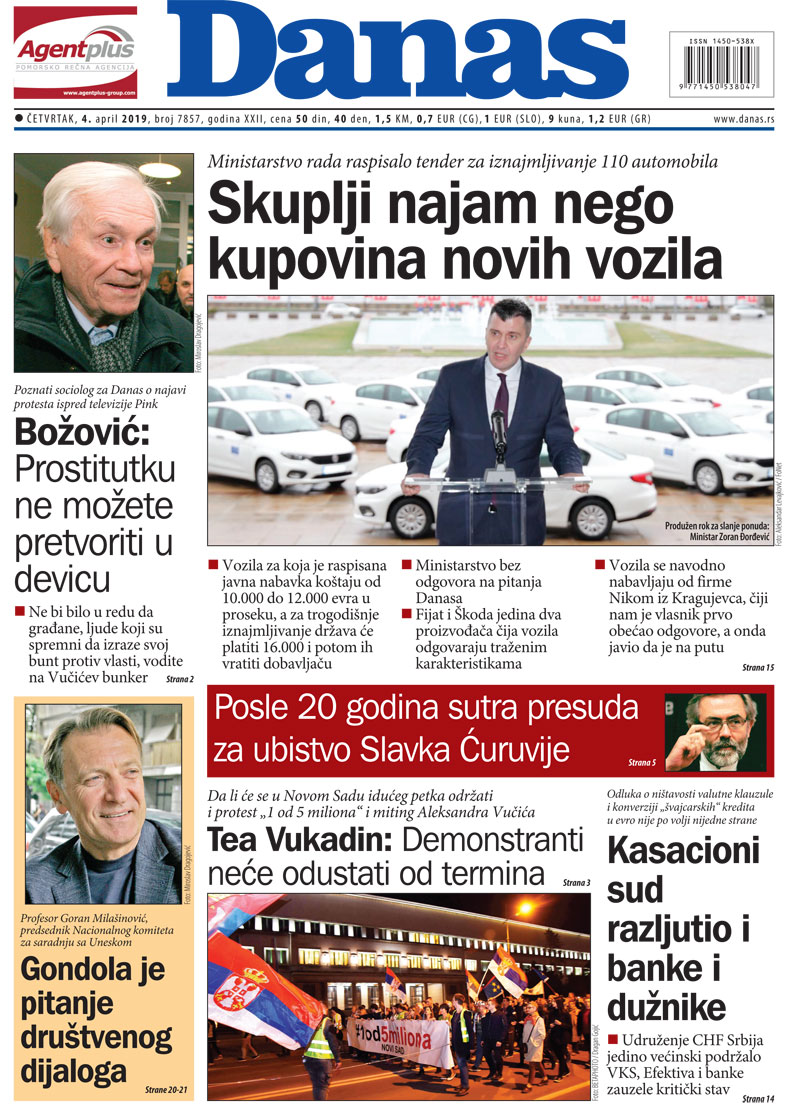 Naslovna za 4. april 2019. 1