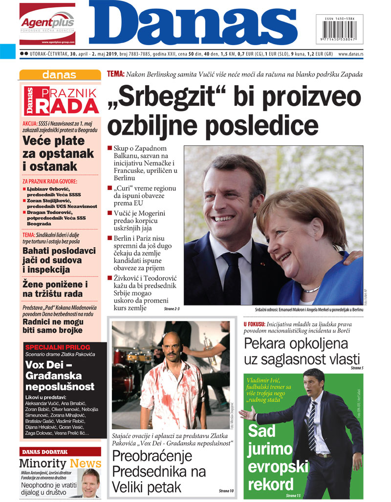 Naslovna za 30. april 2019. 1