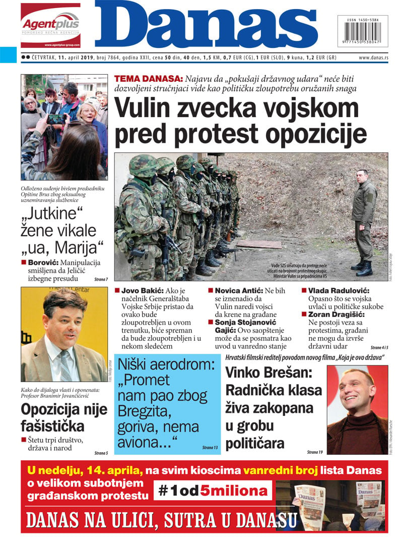 Naslovna za 11. april 2019. 1