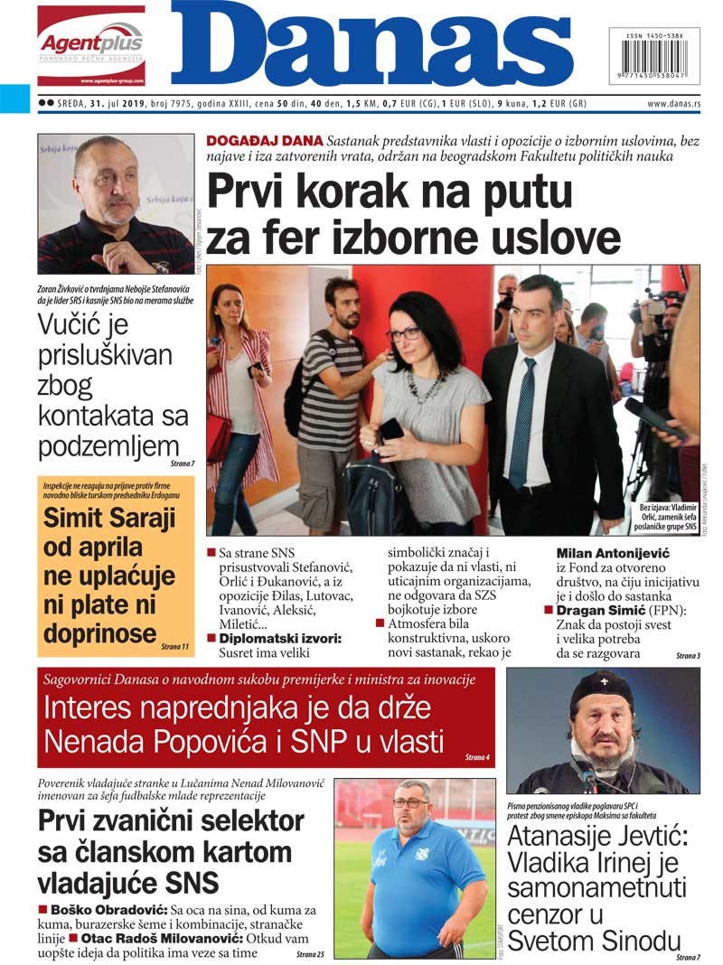 Naslovna za 31. jul 2019. 1