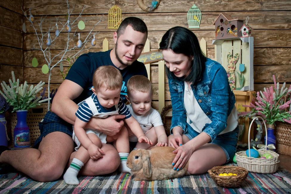 Margarita, Dmitri and their two children at Easter