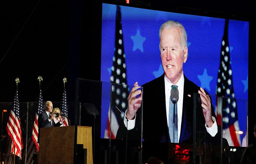 Joe Biden addresses his supporters