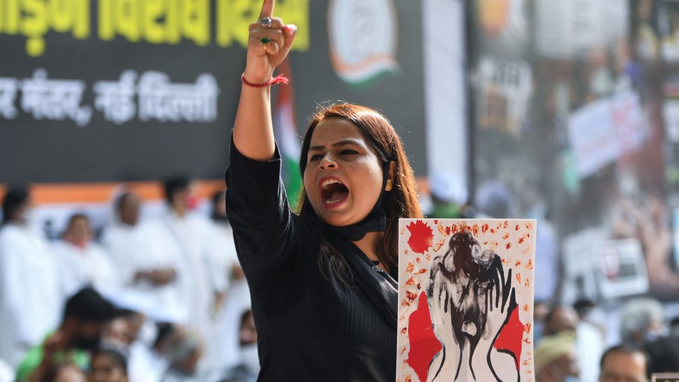 Woman protesting violence against women