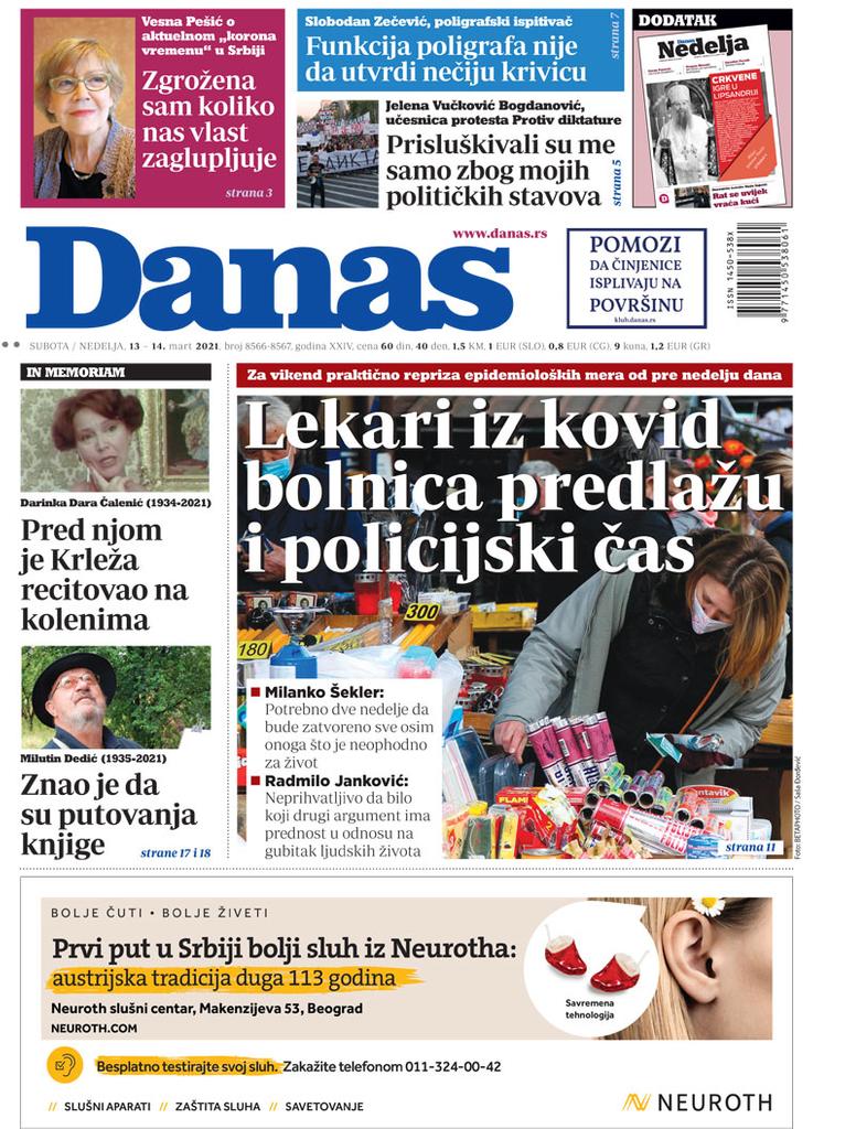 Naslovna za 13. mart 2021. 1