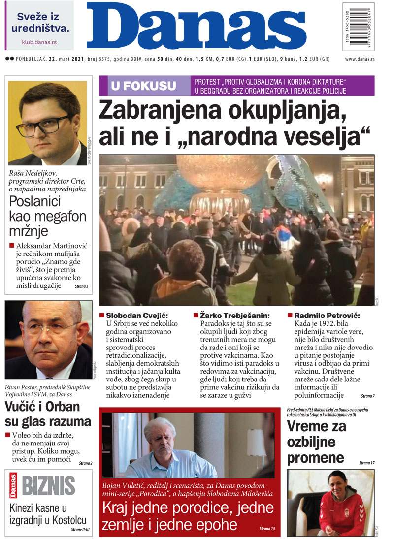 Naslovna za 22. mart 2021. 1