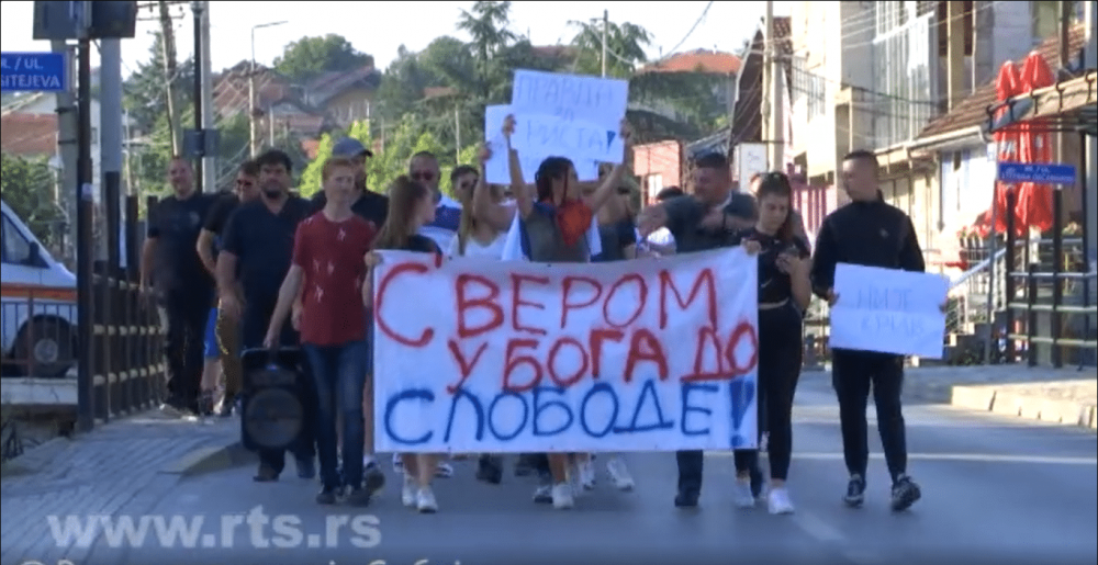 Održan protest zbog pritvaranja Riste Jovanovića uhapšenog na Gazimestanu 1