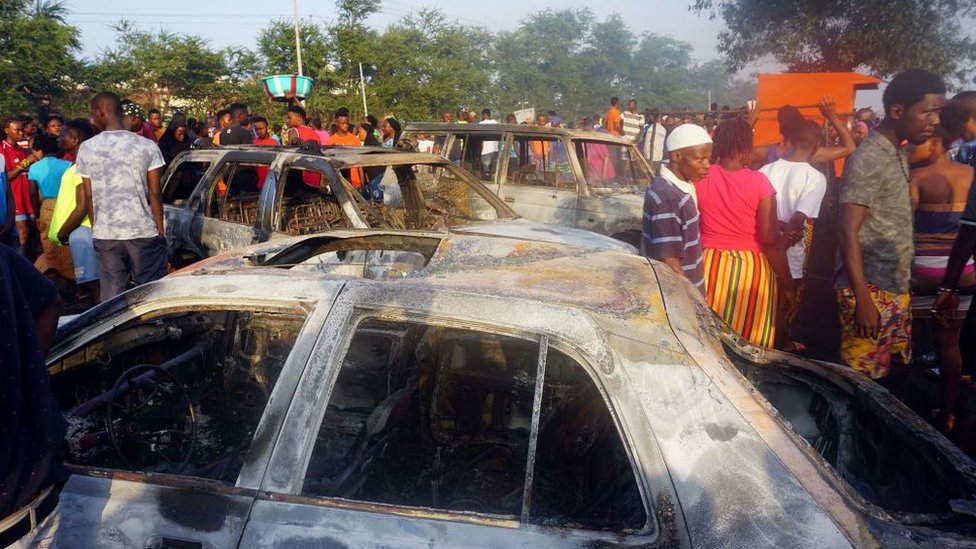 Burnt-out cars