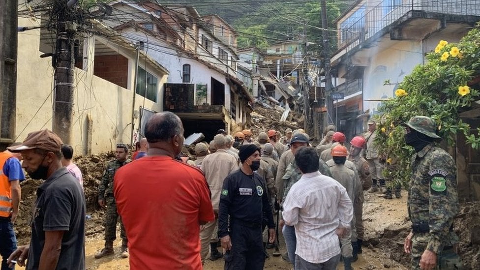 Destruction seen in one of the streets in Petropolis