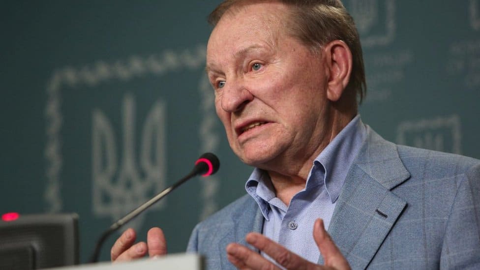 Former Ukrainian president Leonid Kuchma talks to media in Kyiv, June 6, 2019.