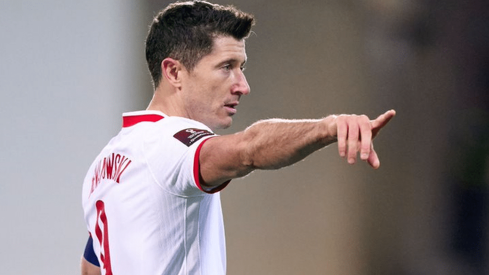 Robert Lewandowski in action for Poland