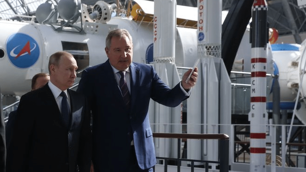 Dmitry Rogozin, seen with Russian president Vladimir Putin in 2018