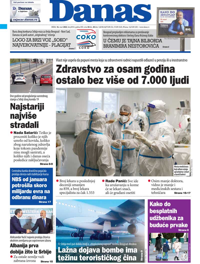 Naslovna za 16. mart 2022. 1