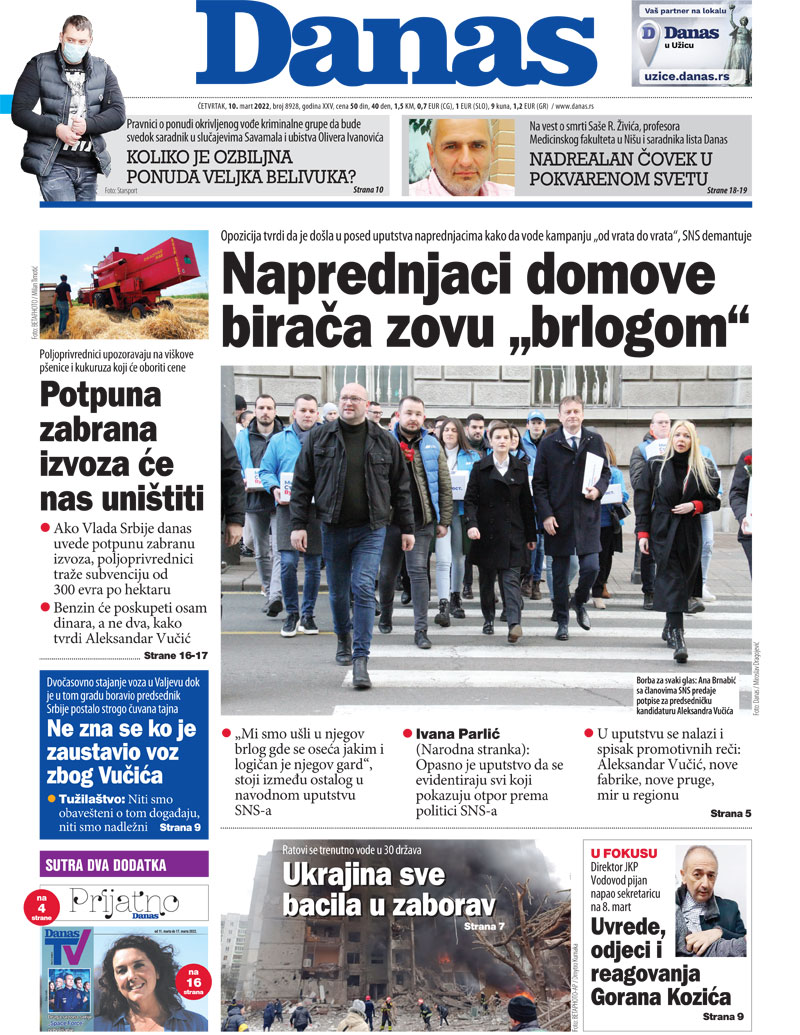 Naslovna za 10. mart 2022. 1