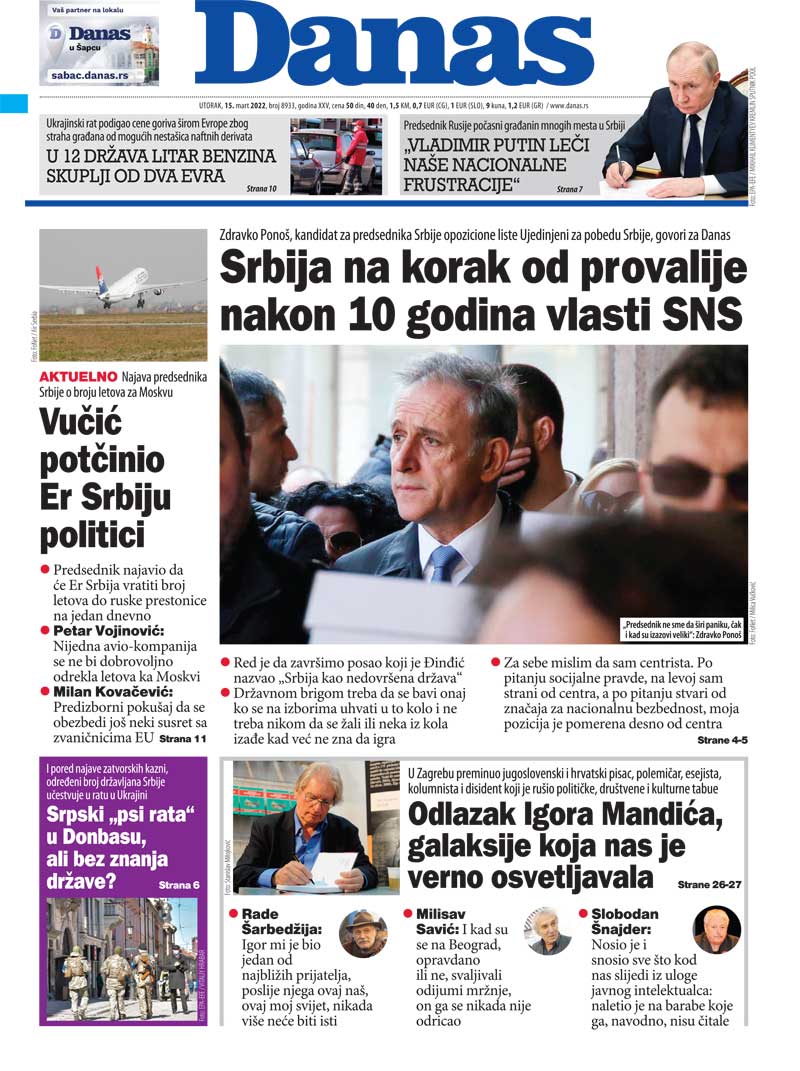 Naslovna za 15. mart 2022. 1