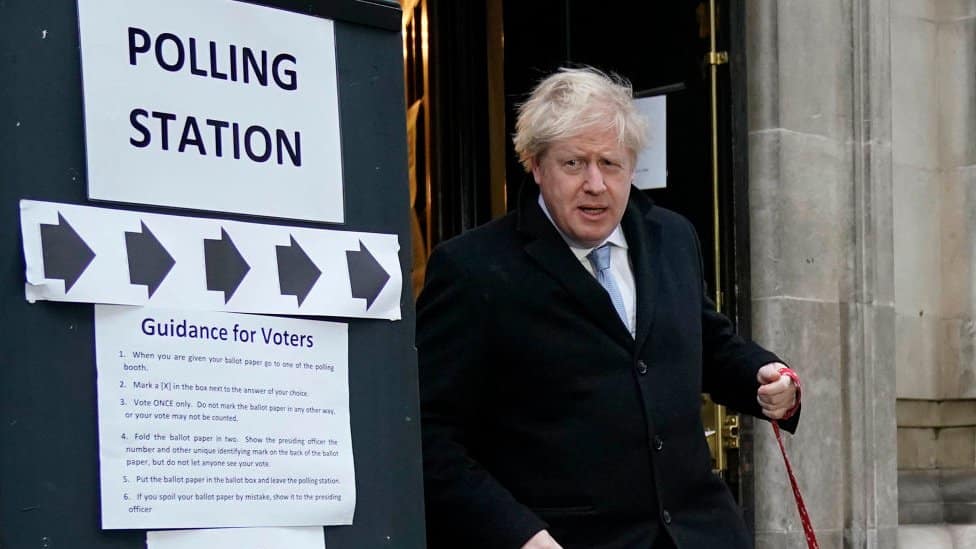 Boris Johnson outside a polling station