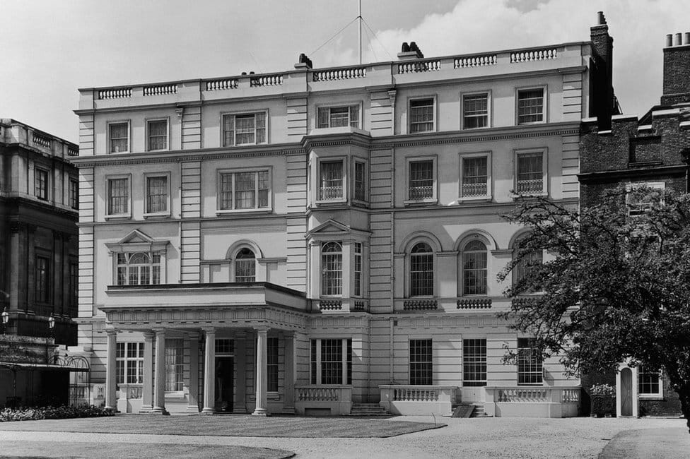 The garden of Clarence House in London, circa 1950.