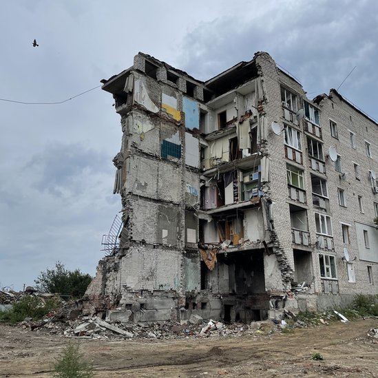 The wreckage of a shelled building