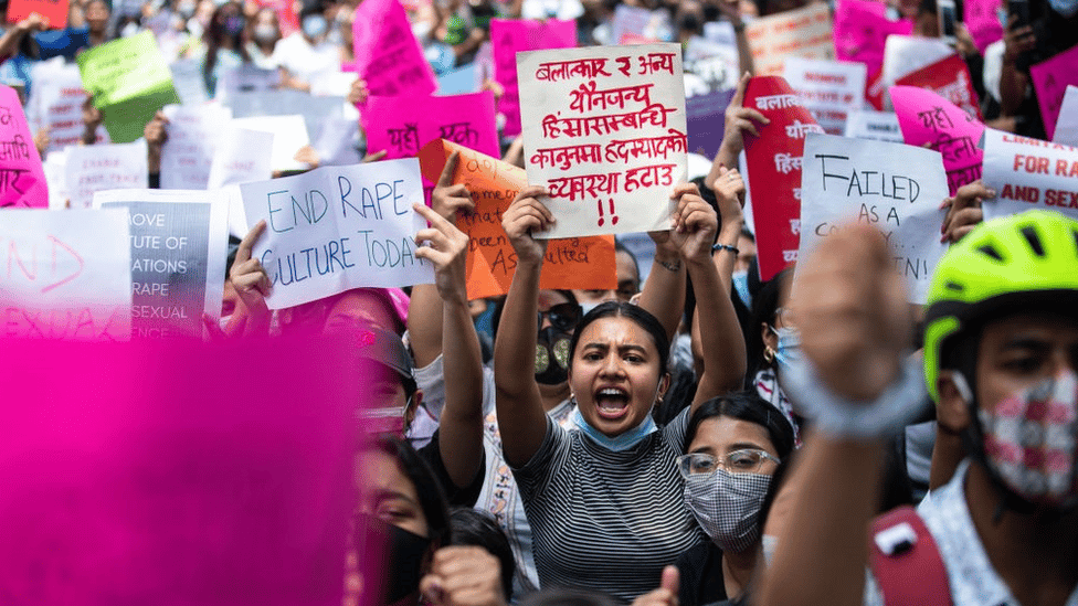 Hundreds of youths gathered near the prime minister's office and participated in the protest to demand government justice for victims of rape and sexual assault.