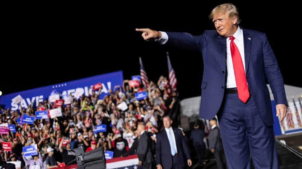 Trump at a rally on 8 October