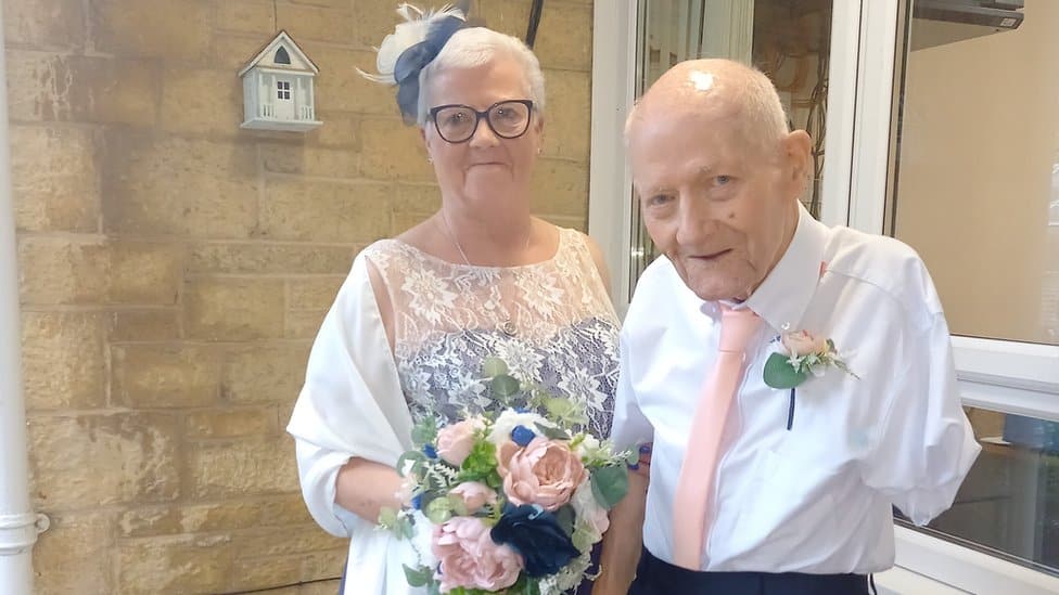 Jim Hawkins, 81, and Lyne 64, after the ceremony