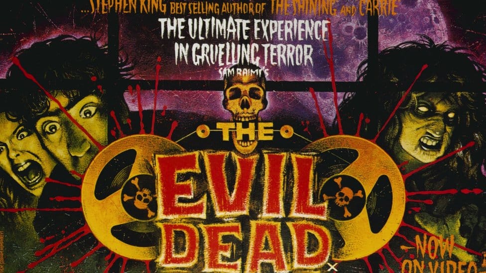 The Evil Dead", a 1981 American horror film starring Bruce Campbell, Ellen Sandweiss, Ted Taimi, Betty Baker and Richard DeManincor