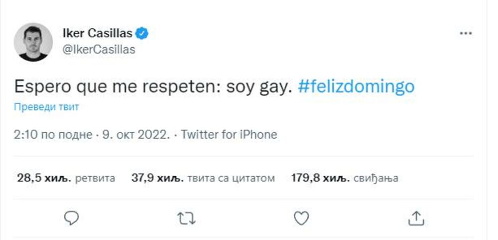 Kasiljas na Tviteru objavio da je gej, pa potom rekao da mu je nalog hakovan i uputio izvinjenje LGBT zajednici 2