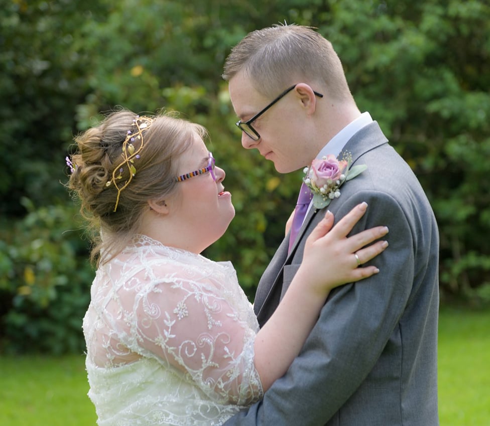 Heidi and James in one of their "three weddings"