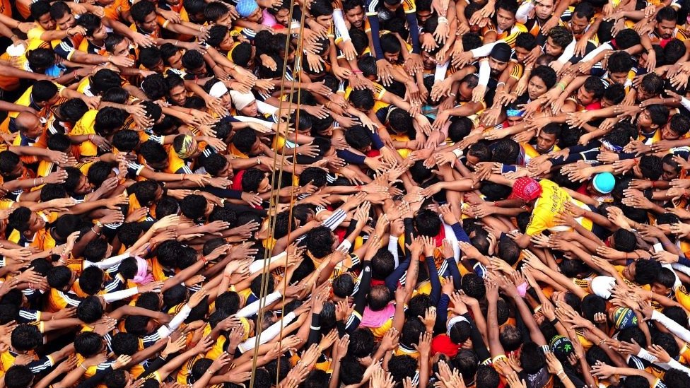 A crowd during a religious festival in India