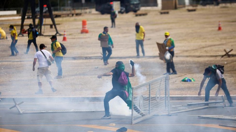 Supporters of Brazil's former President Jair Bolsonaro demonstrate against President Luiz Inacio Lula da Silva, outside Brazil’s National Congress in Brasilia, Brazil, December 8, 2023.