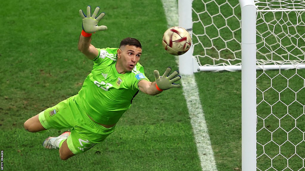 Aston Villa and Argentina goalkeeper Emi Martinez during the World Cup