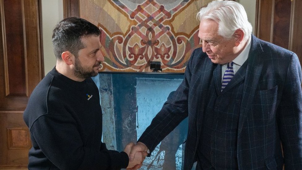 President Volodymyr Zelensky and John Simpson