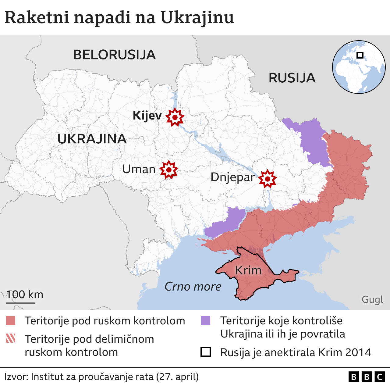 raketni napadi na Ukrajinu