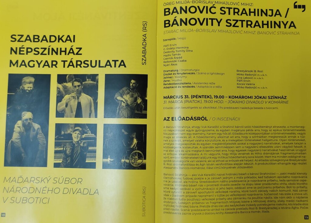 Predstava "Banović Strahinja" Narodnog pozorišta Subotica na Festivalu u Slovačkoj 2