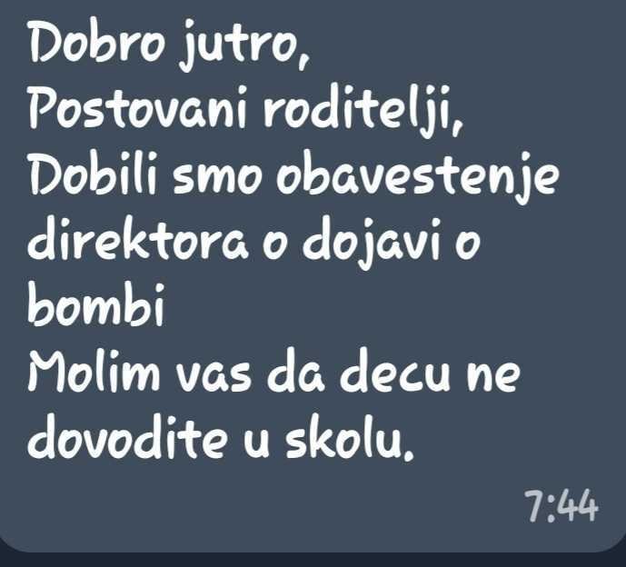 obaveštenje za roditelje