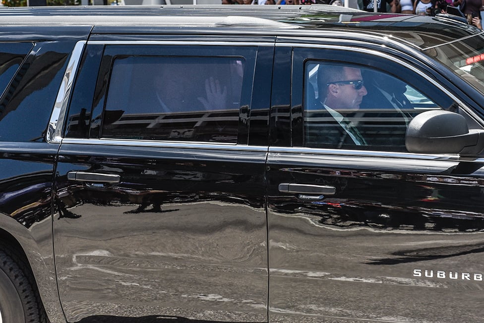 Former U.S. President Donald Trump arrives at the Wilkie D. Ferguson Jr. United States Federal Courthouse