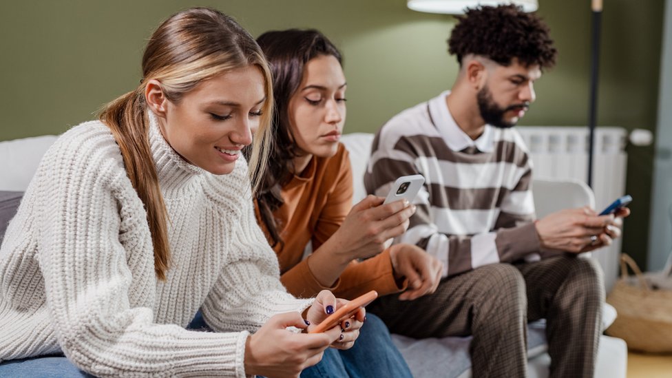 Friends on phones