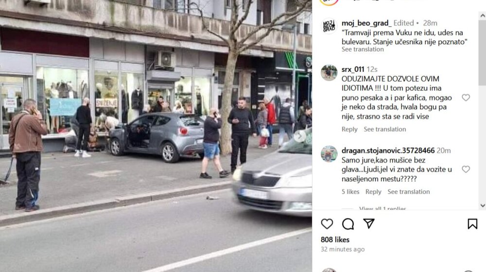 Vozač automobila zakucao se u izlog radnje u centru Beograda, saobraćaj u prekidu (FOTO) 1